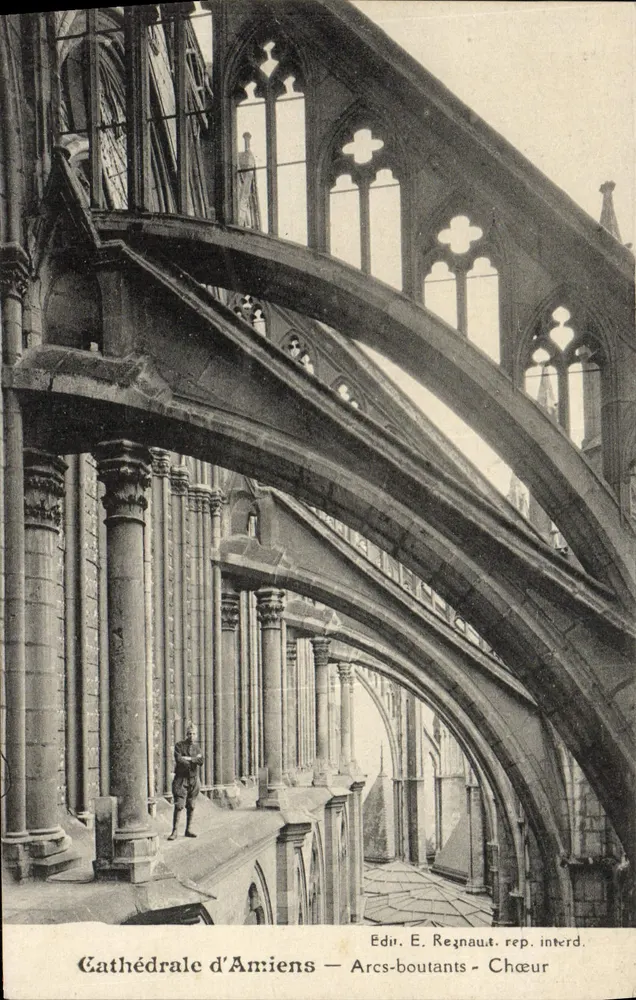 Catedral de Amiens — Arcos de contraforte - Cúria — Editor E. Regnaut, rep. interd. - Frente