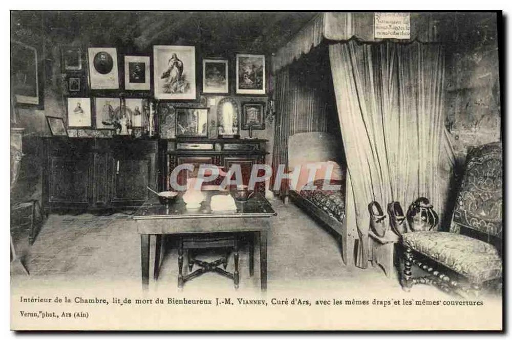 Innenraum, Sterbebett des Seligen J.-M. VIANNEY, Pfarrer von Ars — Vernu, phot. Ars (Ain) - Vorderseite