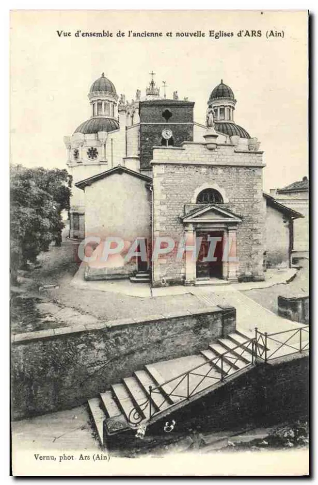 Übersicht der alten und neuen Kirchen von ARS (Ain) — Vernu, phot. Ars (Ain) - Vorderseite