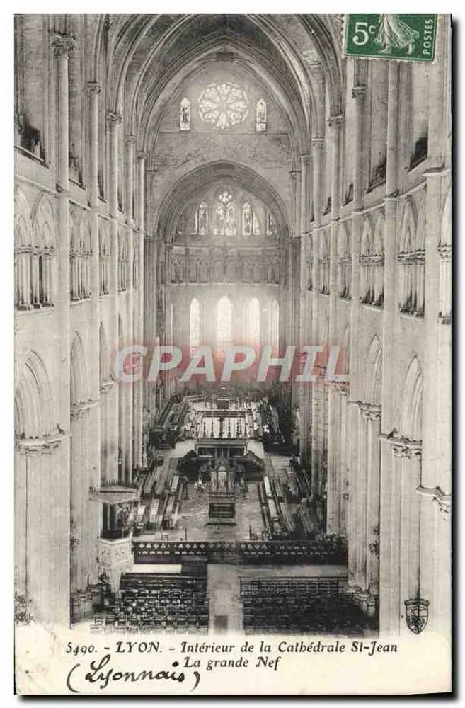 LYON - Innenansicht der Kathedrale St-Jean - Die große Kirchenschiff — (Lyonnois) — Verlag Lyonnois, n° 5490 - Vorderseite