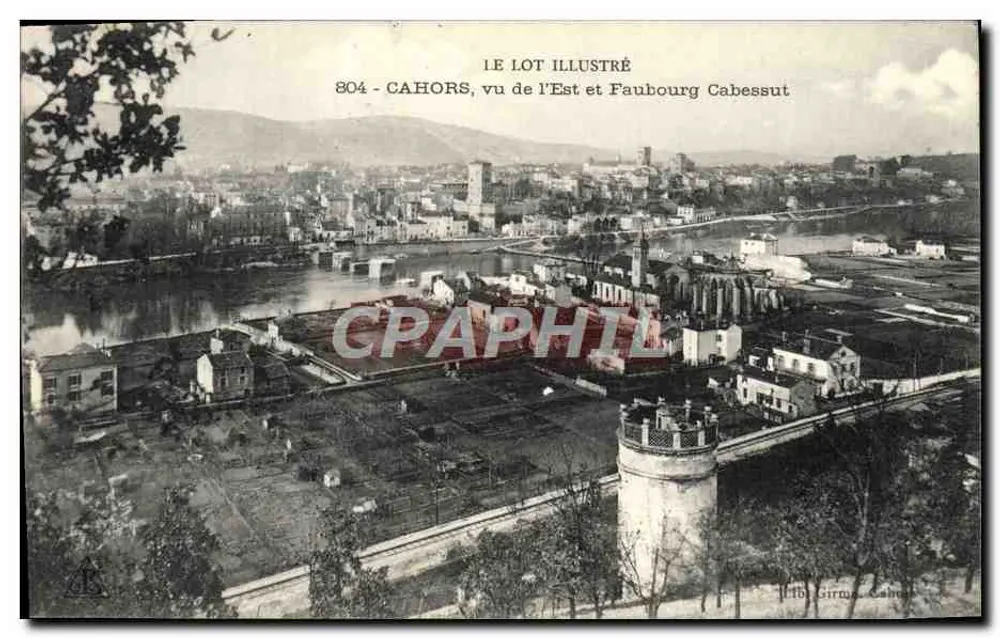 Cahors, vista do Leste e Faubourg Cabessut — Le Lot Illustré, n° 804 - Frente