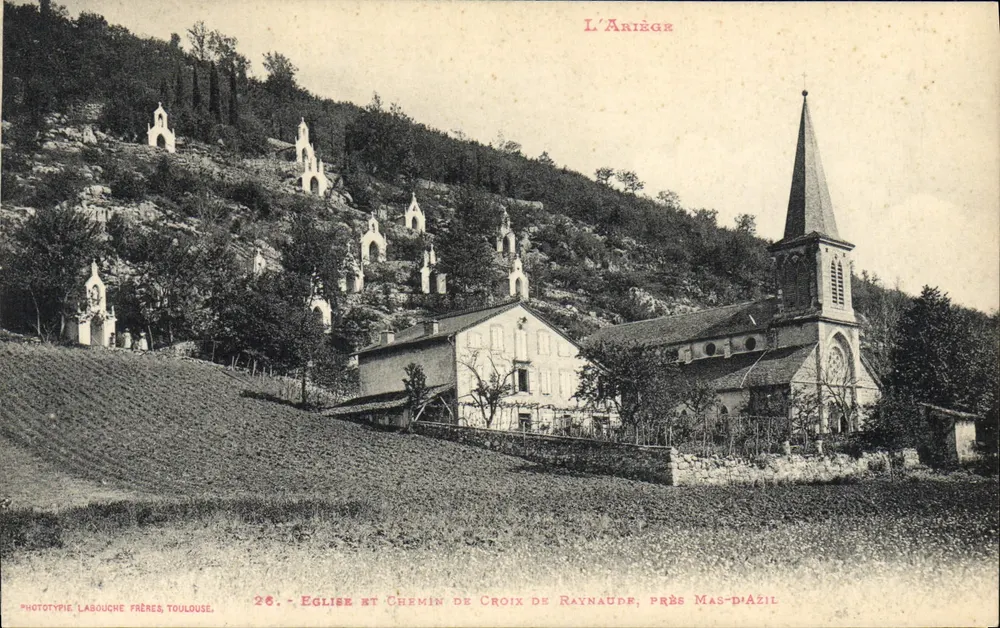Kirche und Weg des Kreuzes von Raynaude, nahe Mas-d'Azil — Ariège — Phototypie Labouche Frères, Toulouse, n°26 - Vorderseite