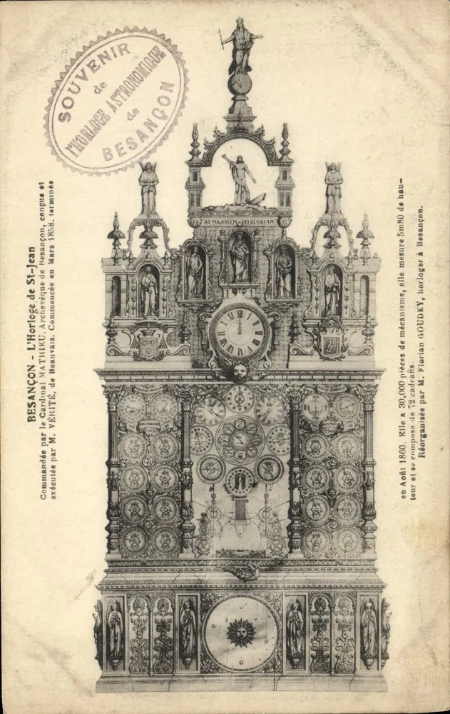 A Relógio de St-Jean em Besançon — Lembrança Astronômica — Editor: M. Florian Goudey - Frente