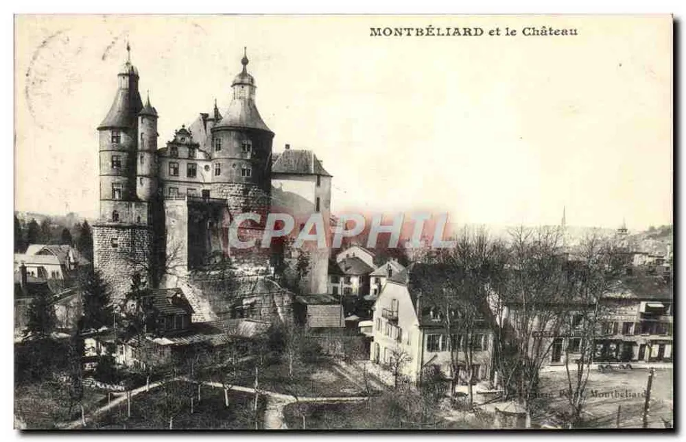 Montbéliard e o Castelo — vista panorâmica — editor não identificado - Frente