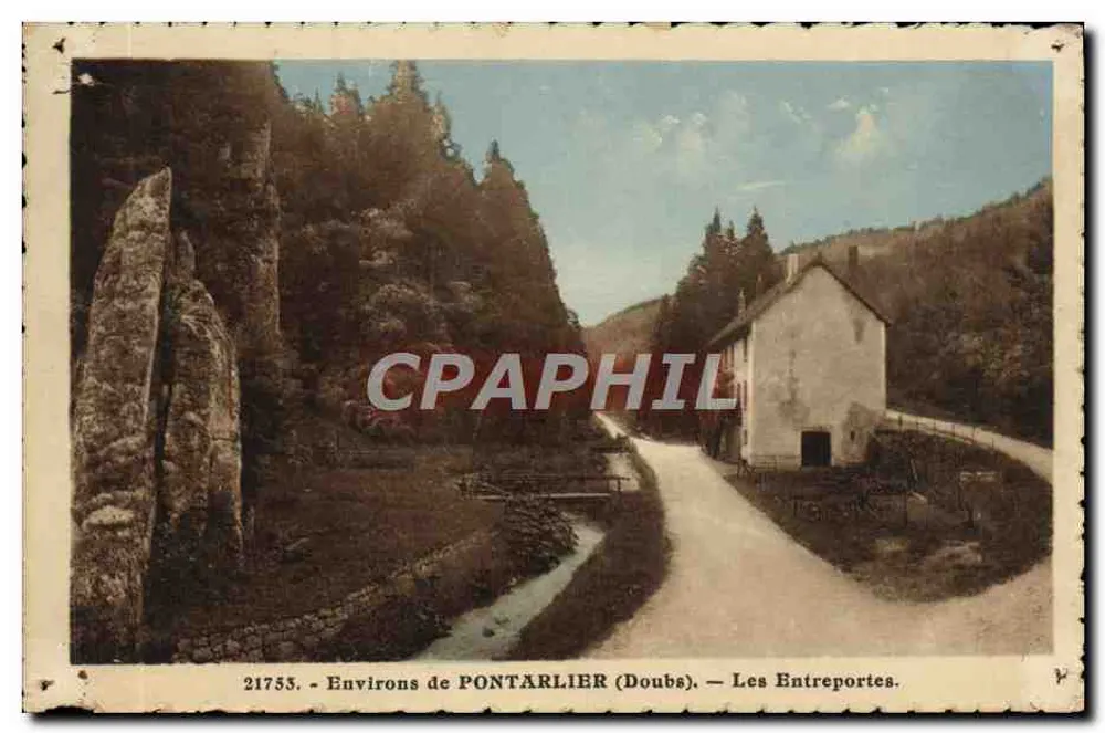 Les Entreportes — Vue des falaises et d'un bâtiment — Éditeur C.-L.-B. n° 21753 - Frente