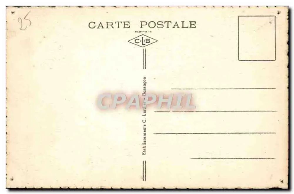 Les Entreportes — Vue des falaises et d'un bâtiment — Éditeur C.-L.-B. n° 21753 - Verso