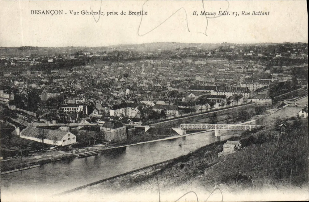 Besançon - Vista Geral, tomada de Bregille — E. Mauny Edit., Rue Battant - Frente