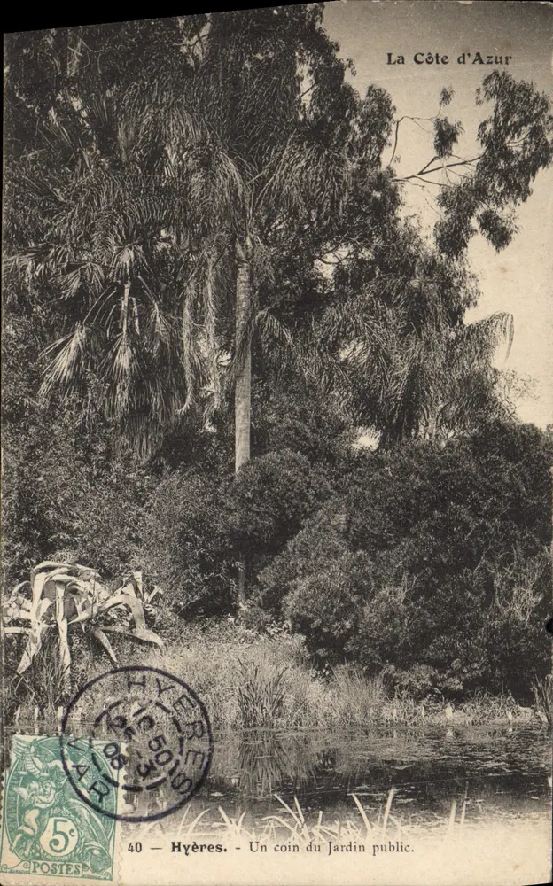 Hyères - Ein Eckbereich des öffentlichen Gartens — Die Côte d'Azur, Verlag Die Côte d'Azur, Nr. 40 - Vorderseite
