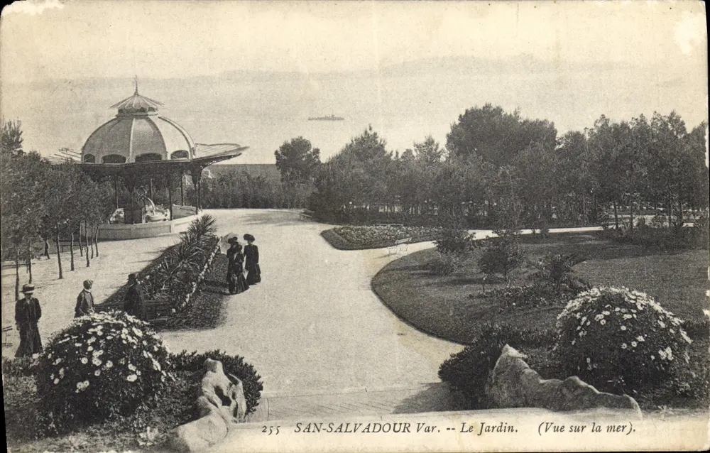 San-Salvadour (Var) — Il Giardino. (Vista sul mare). — Editore: Stabilimenti d'Impression Phototypiques, n° 255 - Recto