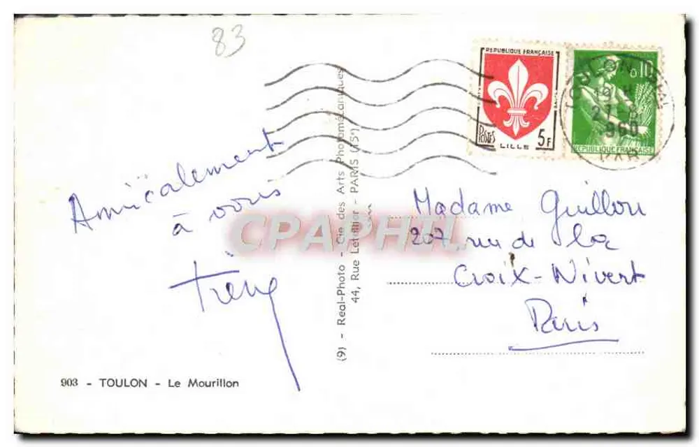 Vista da baía de Toulon — palmeiras e cais — editor Cap - Verso
