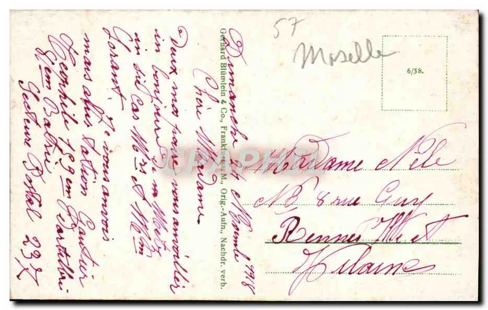 Metz, Vista Geral — vue générale — Gérard Blimlein & Co., Frankfurter M., 57 - Verso