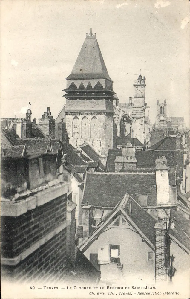 Troyes — Der Turm und der Glockenturm von Saint-Jean — Ch. Gris, Verlag, Troyes - Vorderseite