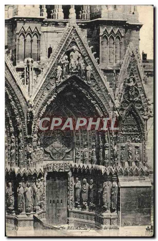 Kathedrale von REIMS — Rechter Portal — ND Phot - Vorderseite