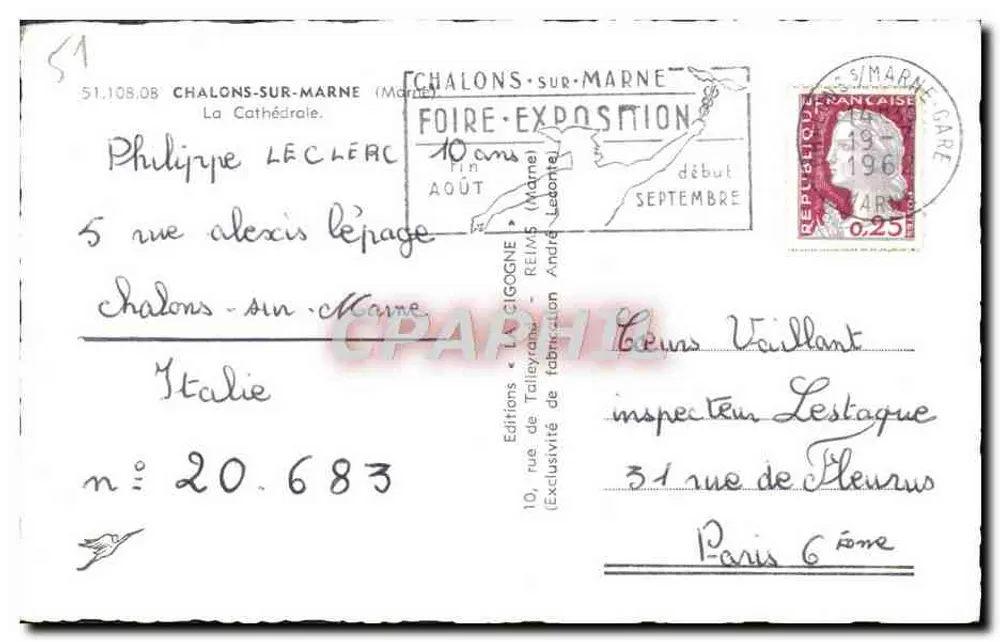 A Catedral de Châlons-sur-Marne — vista da fachada — Éditions de Talleyrand, Reims - Verso