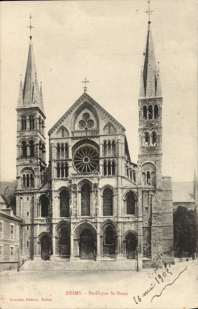Reims - Basílica de São Remi — vista da fachada — Gouttier, editor, Reims - Frente
