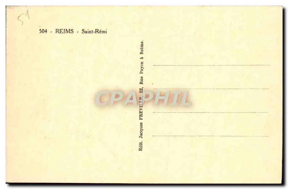 Saint-Rémi - Reims — editor Jacques Préville, n° 504 - Verso