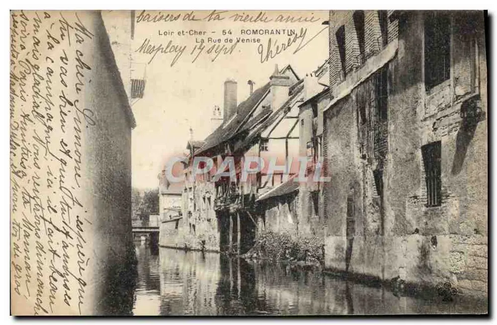 Rue de Venise em Romorantin - Loir-et-Cher — Bilhete postal antigo da velha data, editado por 'La Vieille Année' - Frente