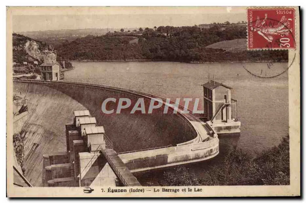 Éguzon (Indre) — O Barragem e o Lago — Editor não visível - Frente