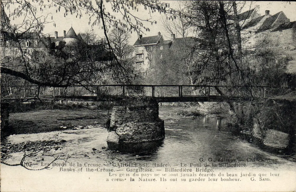 As Margens da Creuse — Gargilesse (Indre) — O Ponte da Billardière — G. G. editor, Châteauroux - Frente