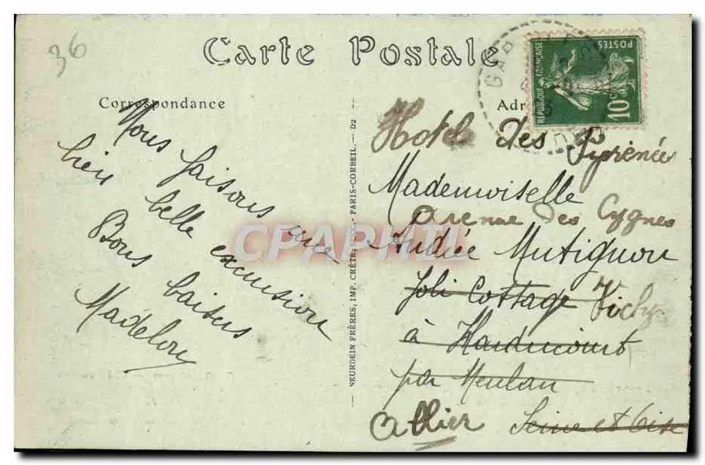 As Margens da Creuse — Gargilesse (Indre) — O Ponte da Billardière — G. G. editor, Châteauroux - Verso