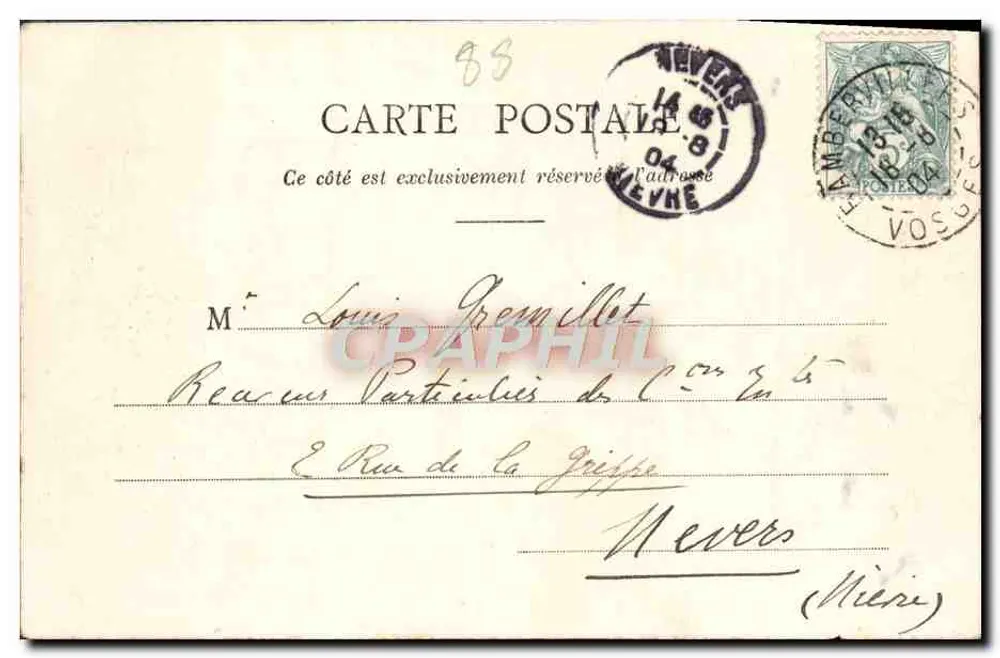Rambervillers (Vosges) — Militärische Parade am 14. Juli — Verlag Ad. W. — Saint-Dié (Deposé) N° 3088 - Rückseite