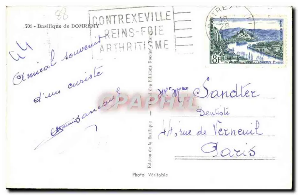 Basílica de Domrémy — Editor Roeder — n°701 - Verso