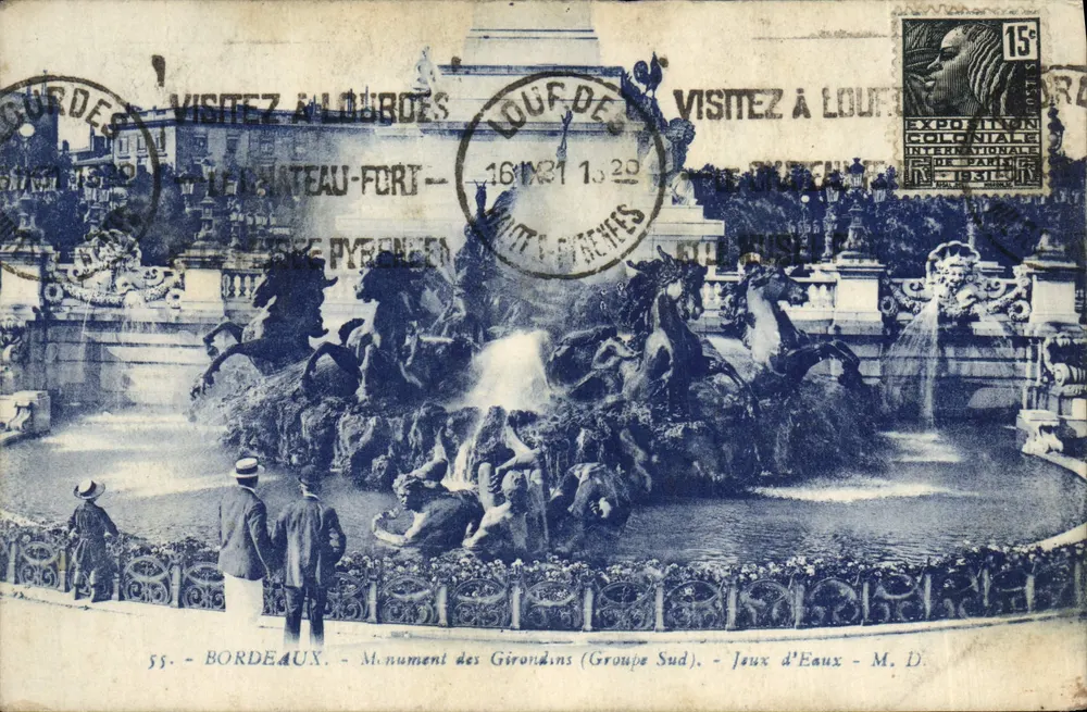 Bordeaux - Denkmal der Girondinen (Südgruppe) - Wasserspiele - M. D. - Vorderseite