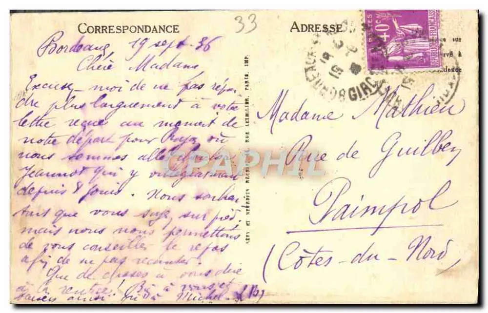 Bordeaux — A Porta das Salinas — LL - Verso