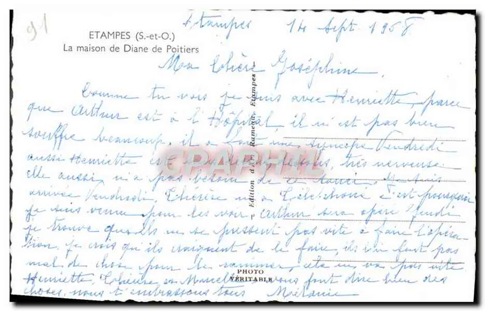 A casa de Diane de Poitiers — Étampes (S.-et-O.) — Edição de Étampes - Verso