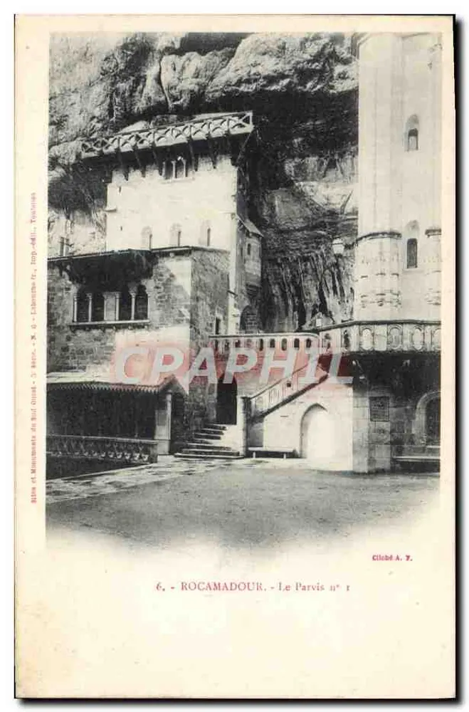 Rocamadour - O Pátio n° 1 — Editor Cliché A. Y. — Série 'Edifícios e Monumentos do Sudoeste' n° 6 - Frente