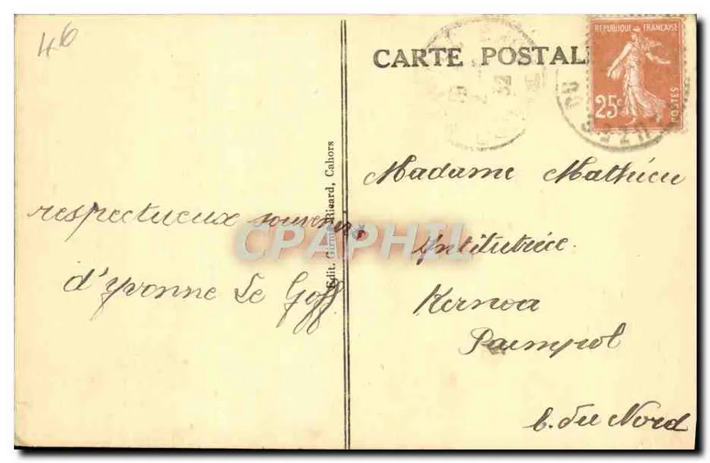 Cahors — Ponte Valentré — Editor G. Girard, Cahors, n° 92 - Verso