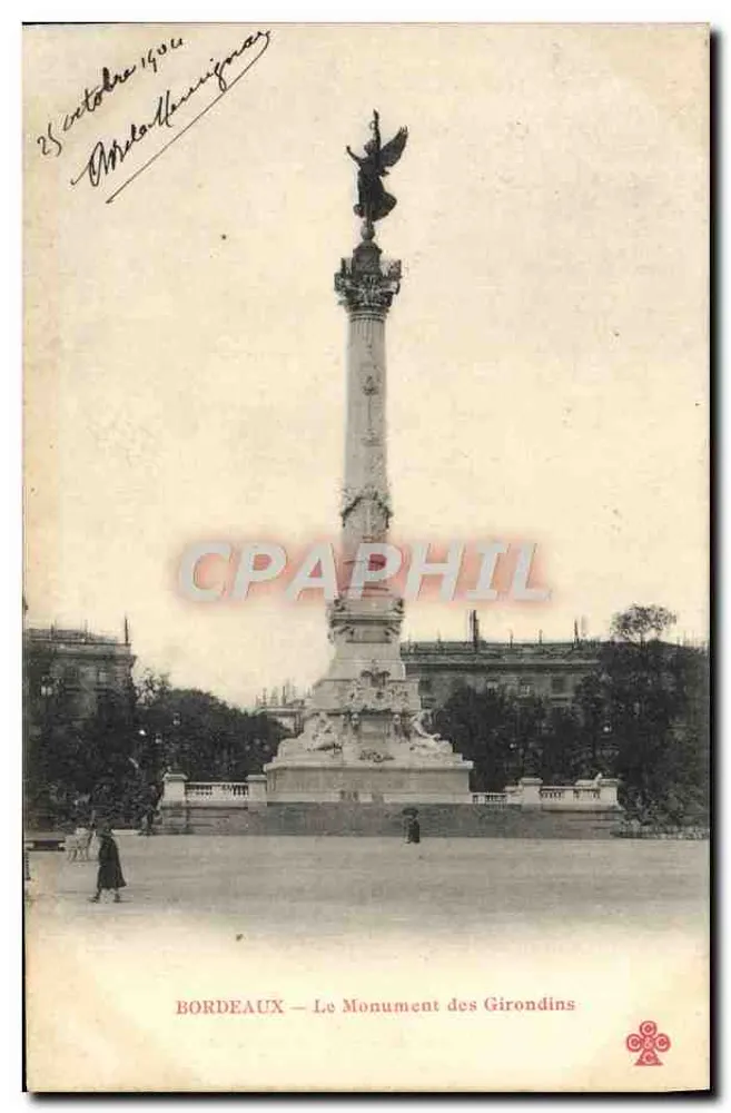 Bordeaux — O Monumento dos Girondinos — editor não identificado, número de série não visível - Frente