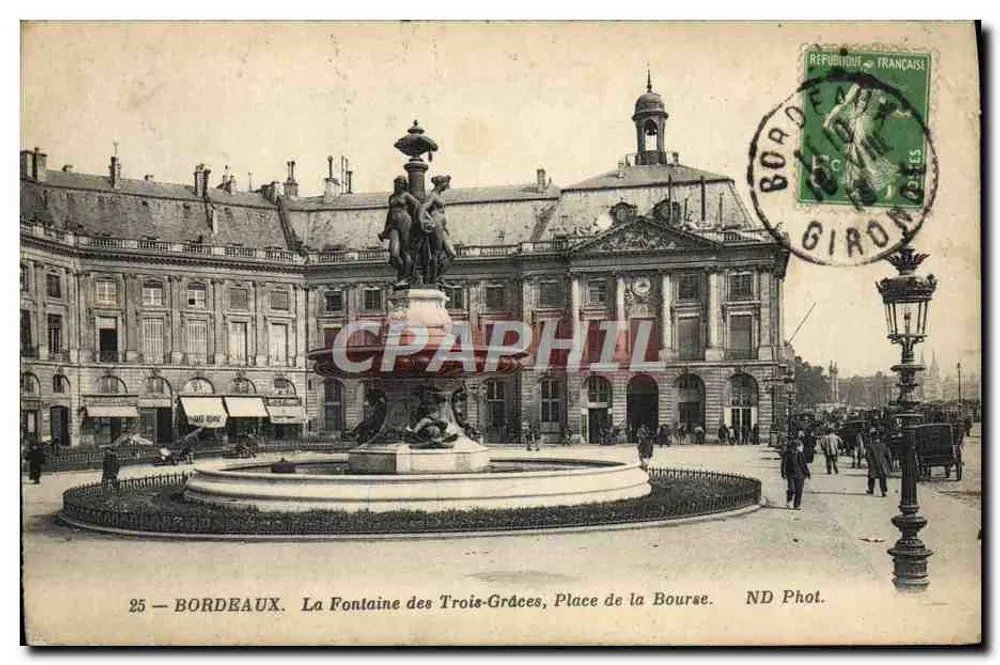 Bordeaux — Fontaine des Trois-Grâces, Place de la Bourse — ND Phot. - Vorderseite