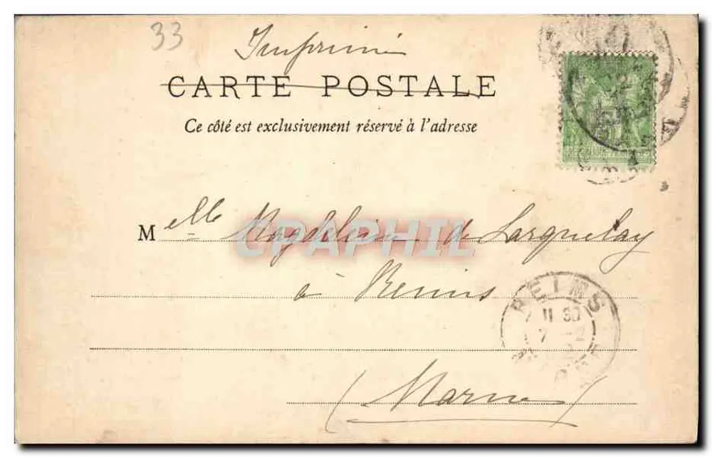 Bordeaux — O Grande Teatro — W.F. Déposé - Verso