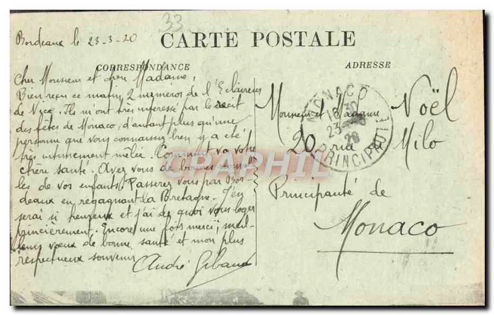 Bordeaux — Praça da Comédia — A.H. 86 - Verso