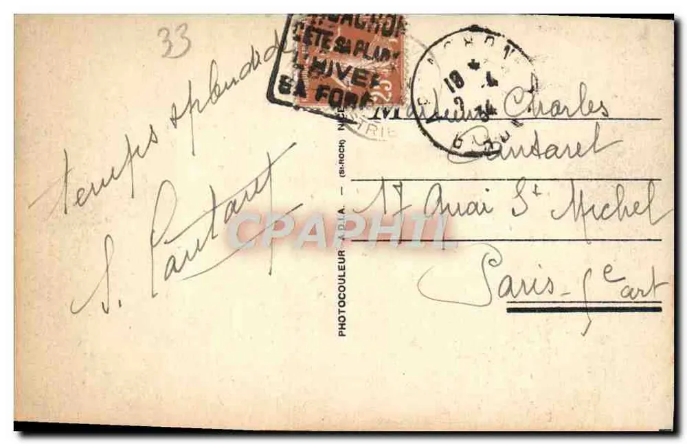 Arcachon — A Praia e a Ponte Thiars — Editor: Photocouleur Arcachon, n° 2868 - Verso