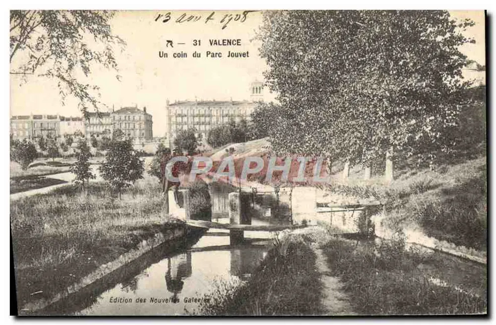 Valence — Ein Eckbereich des Parc Jouvet — Ausgabe der Nouvelles Galeries - Vorderseite