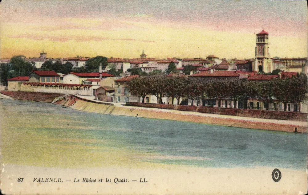 Valence — O Rio Rhône e os Quais — LL. n°87 - Frente