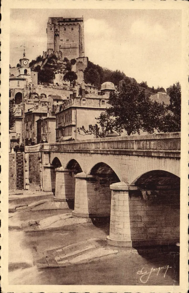 Crest — Brücke über die Drôme und die Turm von Crest — Kunstausgabe, O. I. - Vorderseite