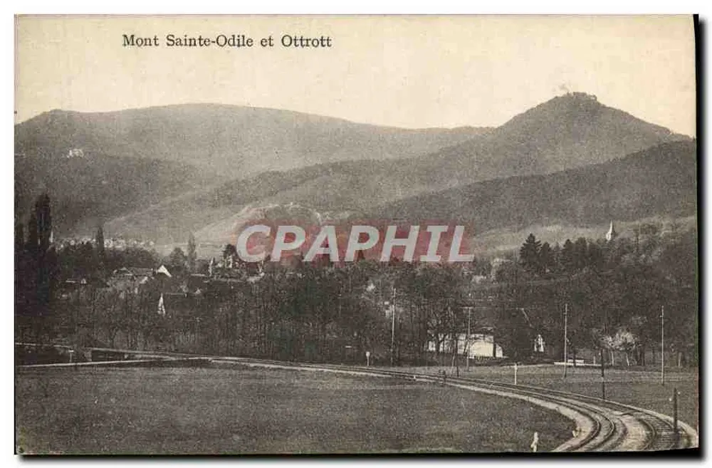 Monte Sainte-Odile e Ottrott — vista panorâmica com via férrea — editor desconhecido - Frente