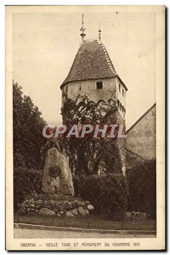 Obernai — Alte Turm und Denkmal des Kanons Gys - Vorderseite