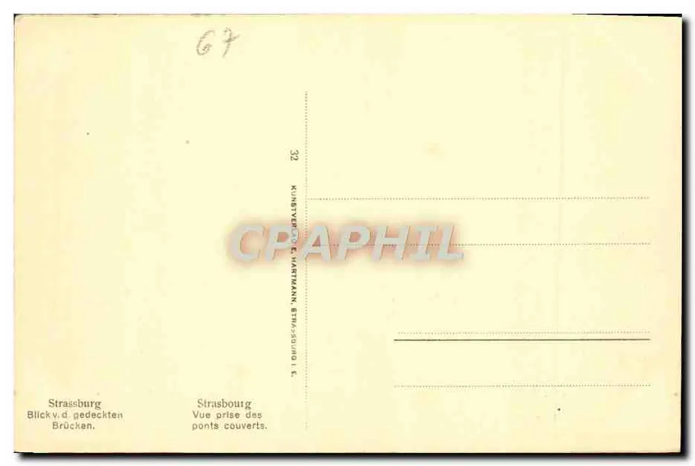 Straßburg — Ansicht von den gedeckten Brücken — Kunstverlag E. Hartmann, Straßburg I. E. - Rückseite