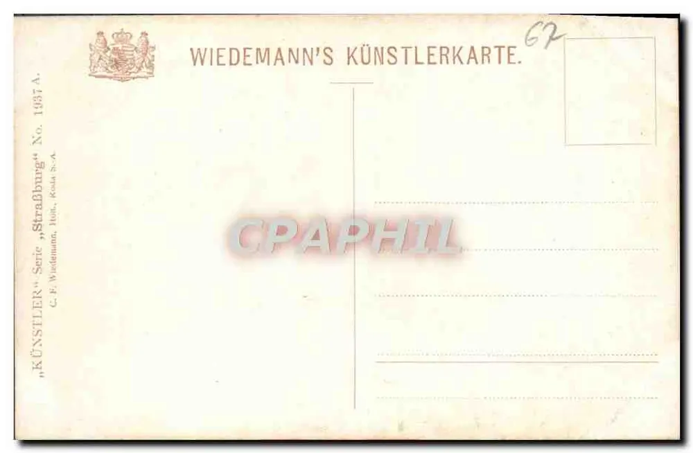 Estrasburgo — A Universidade — Wiedemann's Künstlerkarte, série 1487, n° 67 - Verso