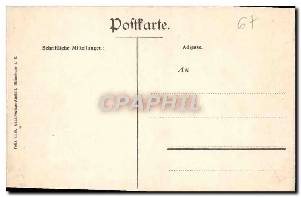 Strasbourg i. E. — Kaiser Wilhelm-Straße / Rue Empereur Guillaume — Felix Lüth, Kunstverlags-Anstalt, Strasbourg - Verso