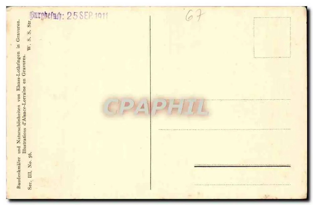 Castelo de Hohkönigsburg — Alsácia — Editor Gravuren, série III, n°56 - Verso