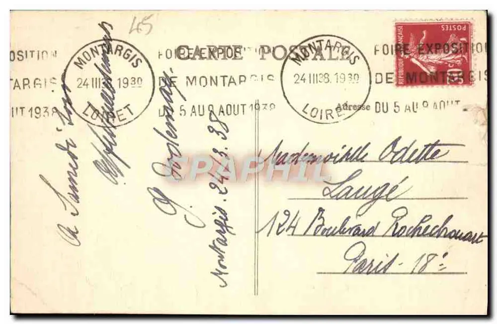 Montargis — Rue sur l'eau — éditeur imprimeur non visible - Verso