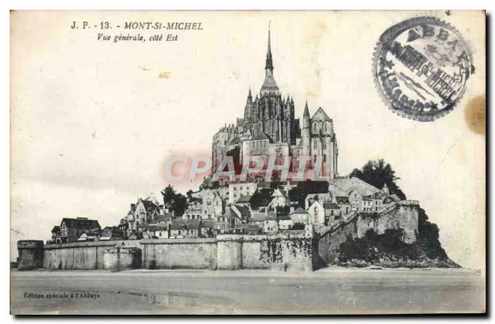 Mont-Saint-Michel — Vista geral, lado Leste — Edição especial na Abadia - Frente
