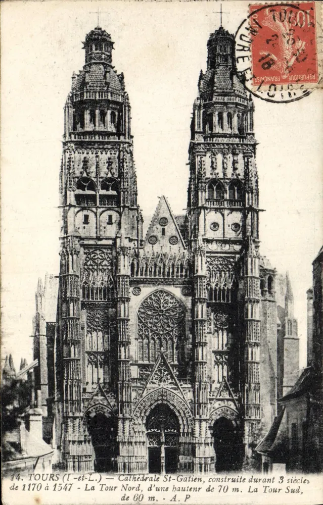 Tours (I.-e-L.) — Catedral de São Gatien — Tours Norte e Sul — A.P. - Frente
