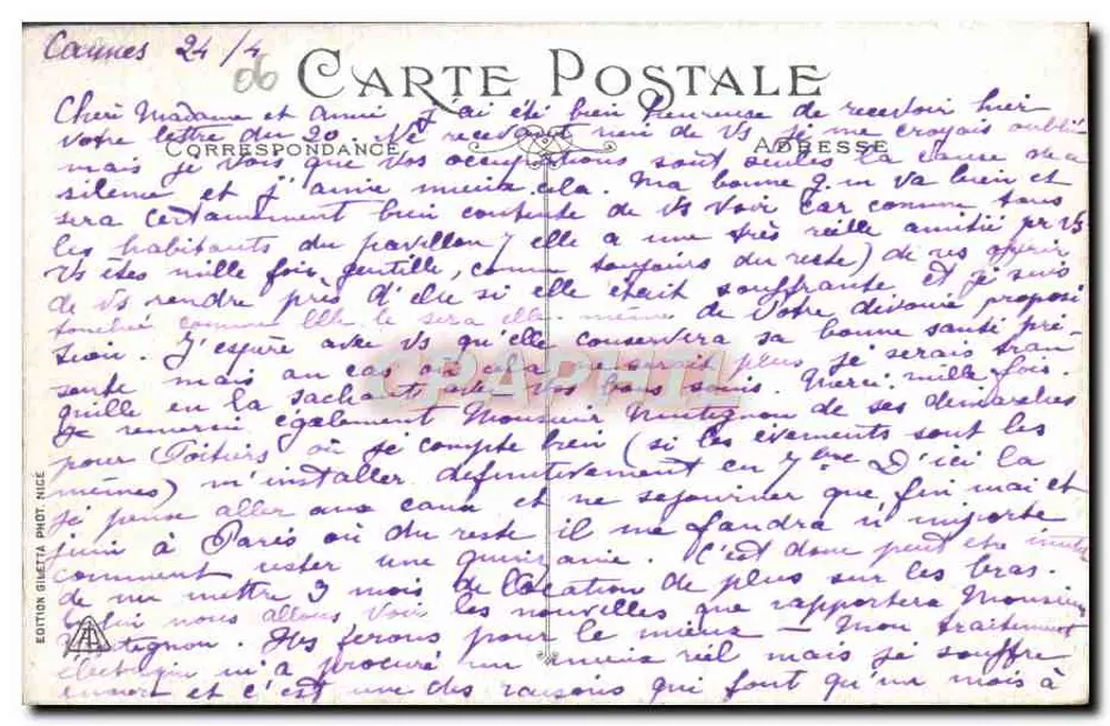 CANNES - Square Mérimée — Straßenszene mit Palmen und Gebäude — Edition Peugeot, n° 516 - Rückseite