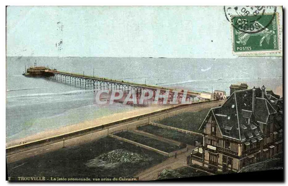 Trouville - Die Jetty-Promenade, Ansicht vom Calvaire — Verlag Grapheil - Vorderseite